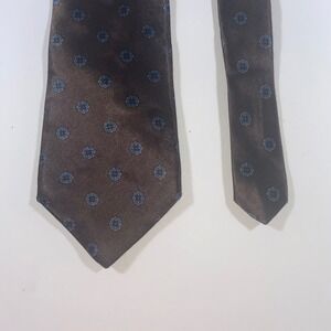 Don Loper Beverly Hills Mens Tie Bronze Brown Blue Floral Medallion Acetate USA